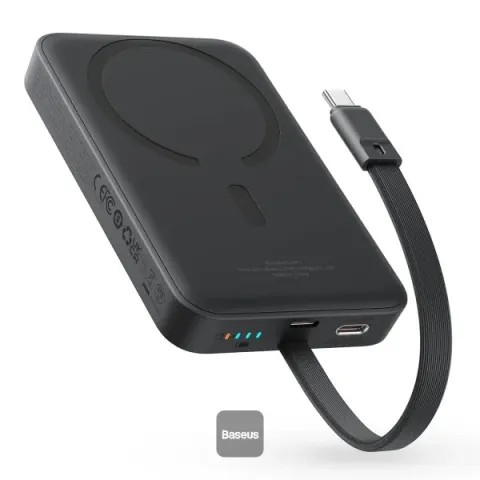 Baseus 10000mAh Magnetic Mini Wireless Fast Charge Power Bank 30W with Built-In Type-C Cable