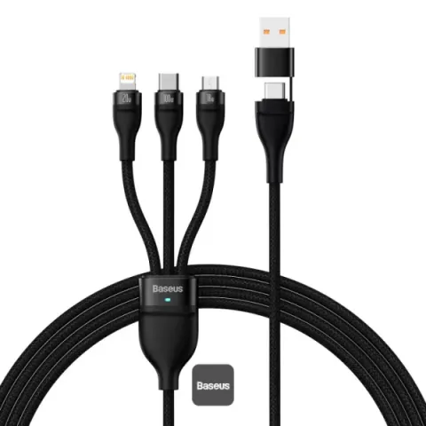 Baseus Flash Series II 100W Fast Charging Multi Cable 3-in-2 1.2M – Black