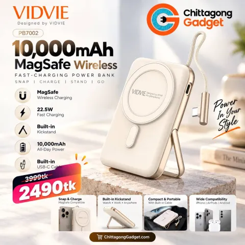 VIDVIE PB7002 Magnetic Holder Wireless Power Bank 10000mAh