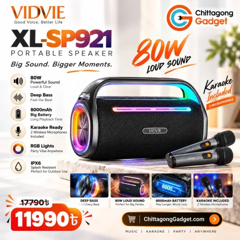VIDVIE XL-SP921 80W Outdoor Portable Karaoke Wireless Speaker