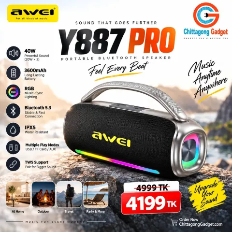 Awei Y887 Pro 40W Colourful Light Outdoor Wireless Speaker